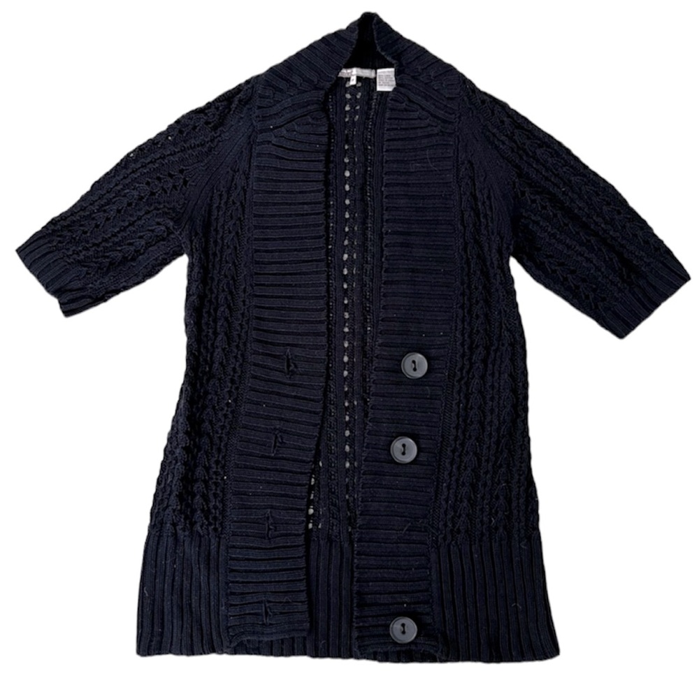 MINT NAVY BLUE CHUNKY BUTTON FRONT CARDIGAN SWEATER